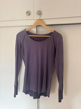 lululemon athletica reversible Purple and Black/purple Striped Long Sleeve Top